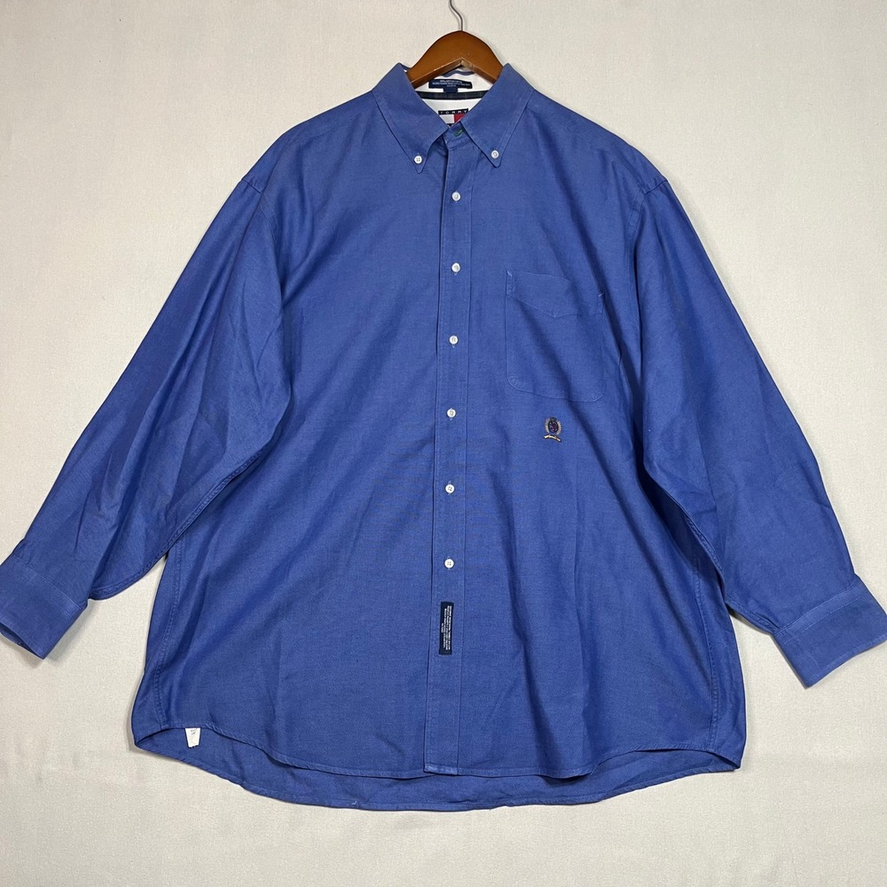 Tommy Hilfiger Crest Oxford Button Down Shirt Men's Blue -‎ Size 16.5 32/33